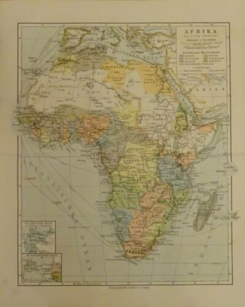 1898 - Afrika - politische Übersicht, alter Druck